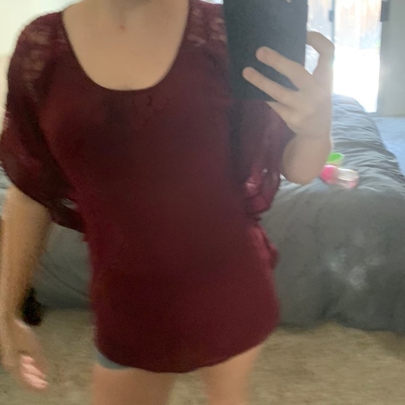 Medium Burgundy Sheer Blouse (710) - Picture 2 of 8